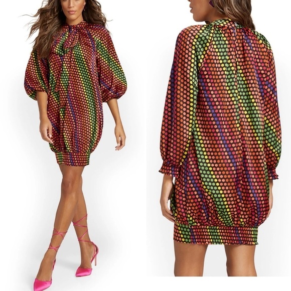 NY & CO Dot Print Bubble Dress XXL Multi Colored Art to Wear - Picture 3 of 14